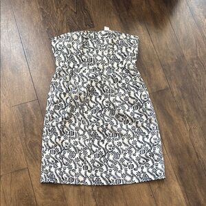 J. Crew Navy and Cream Strapless Sheath Dress NWT